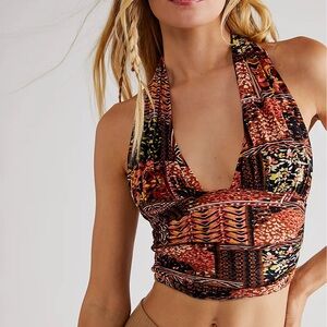Free People Multicolor Halter Crop Top